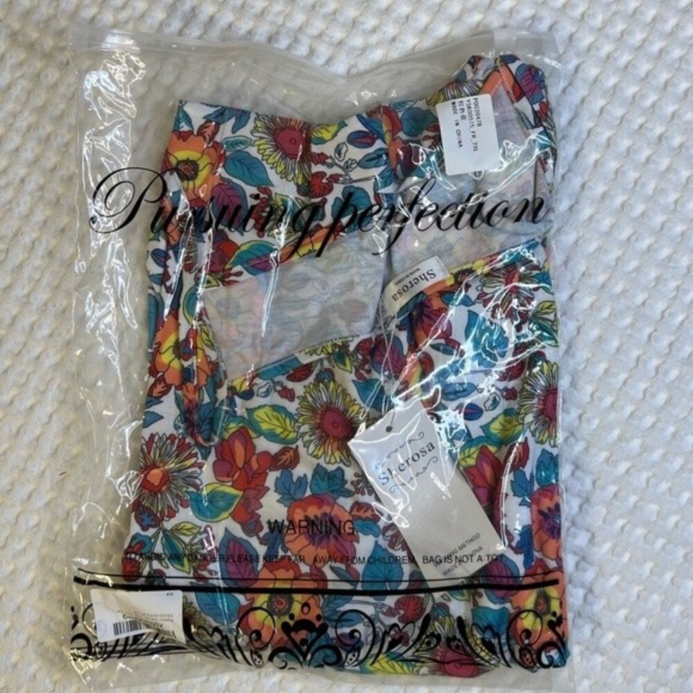 Tank Top Womens Plus XXL Floral Blue Summer Halter Cami Shirt Top Casual B3 - Picture 3 of 8